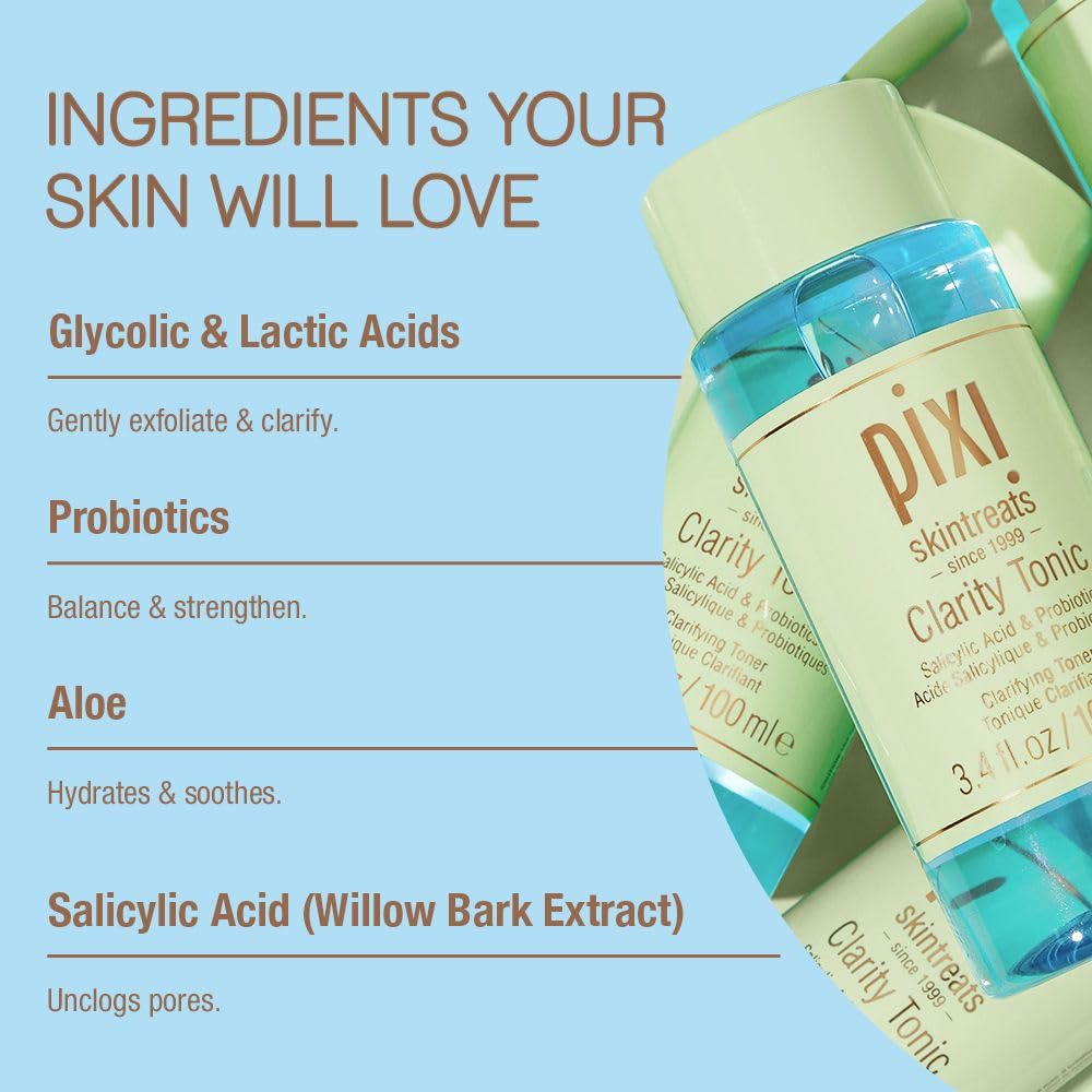 Pixi Beauty Clarity Tonic 100ml, AHA & BHA Toner | Minimize Pores, Promote A Clearer, Healthier Complexion, 3.4 Fl Oz - Image 6
