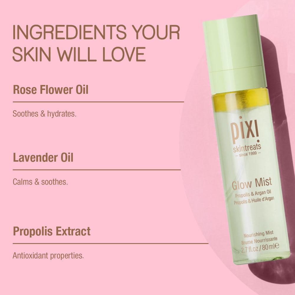 Pixi Beauty Glow Mist | All-Over Mist For Luminous Complexion | Set & Refresh Makeup | Hydrate Skin With 21 Natural Oils | 2.70 Fl Oz - Image 5