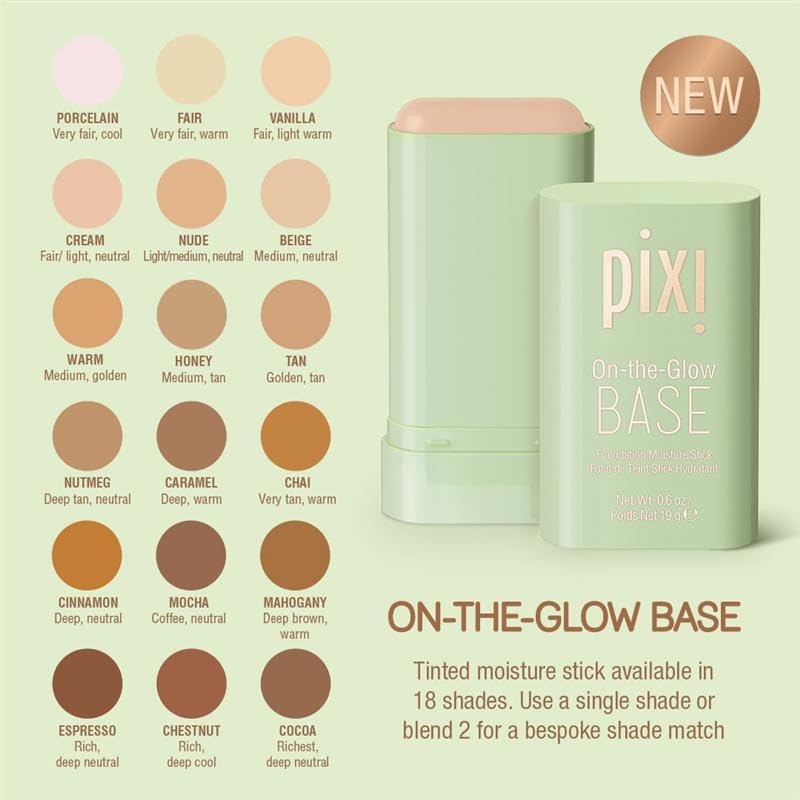 Pixi Beauty On-the-Glow Base| Tinted Moisturizer Foundation Stick | Beige: Medium, neutral shade| 0.6 oz / 19g - Image 7