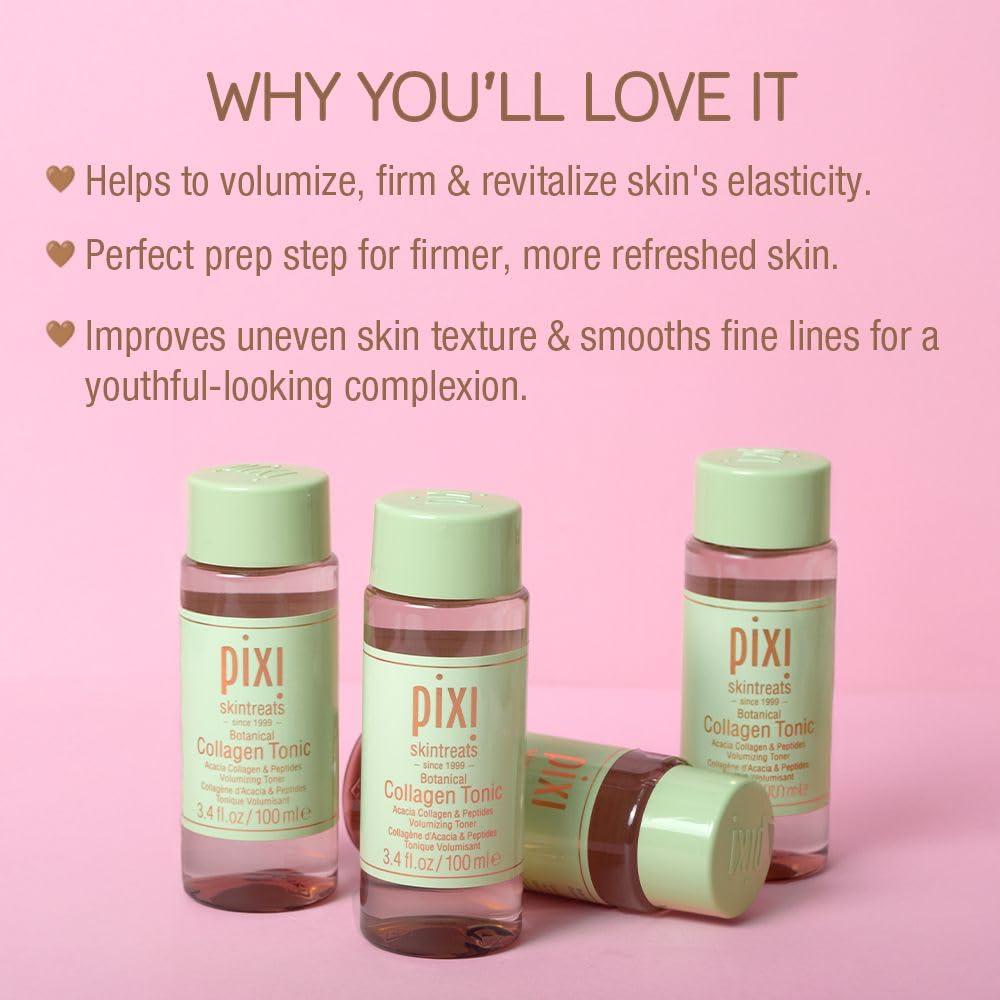 Pixi Botanical Collagen Tonic, Volumizing & Hydrating Toner, Enhanced with Peptides & Botanicals to Firm & Revitalize, Alcohol-Free Daily Moisturizing Toner, 100 ml / 3.4oz - Image 3