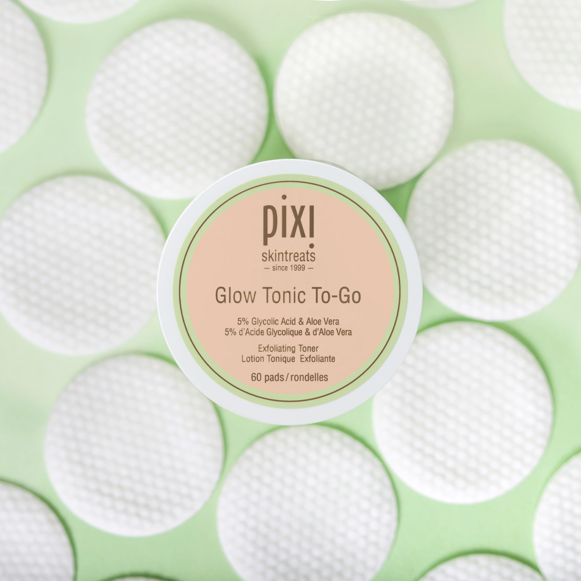 Pixi Glow Tonic to-Go | Gentle and Balancing Exfoliating Toner | Glycolic Acid Pads for Radiant Skin and Daily Brightening | Alcohol-Free Formula Face Exfoliator | 60 Pads - Image 3