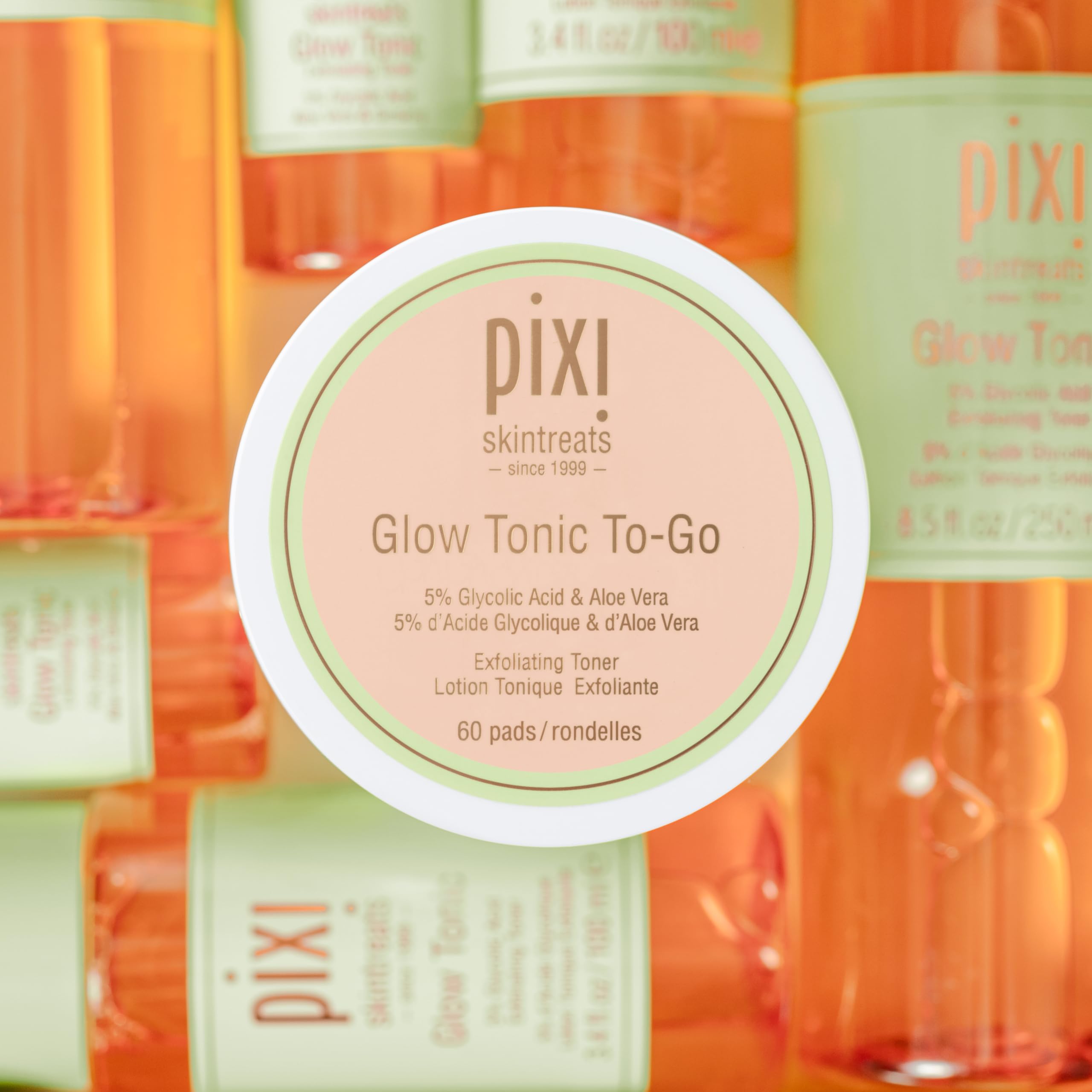 Pixi Glow Tonic to-Go | Gentle and Balancing Exfoliating Toner | Glycolic Acid Pads for Radiant Skin and Daily Brightening | Alcohol-Free Formula Face Exfoliator | 60 Pads - Image 4
