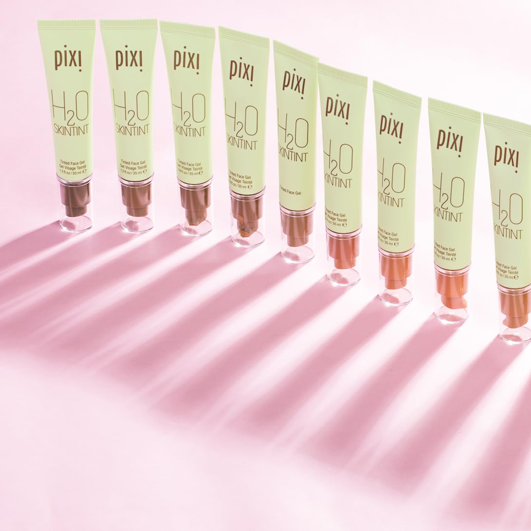 Pixi H2O SkinTint | Tinted Face Gel Moisturizer | Lightweight Hydrating Coverage with Hyaluronic Acid | Evens Skin Tone & Reduces Redness | Oil-Free Dewy Finish | Cream | 1.2 fl oz - Image 6