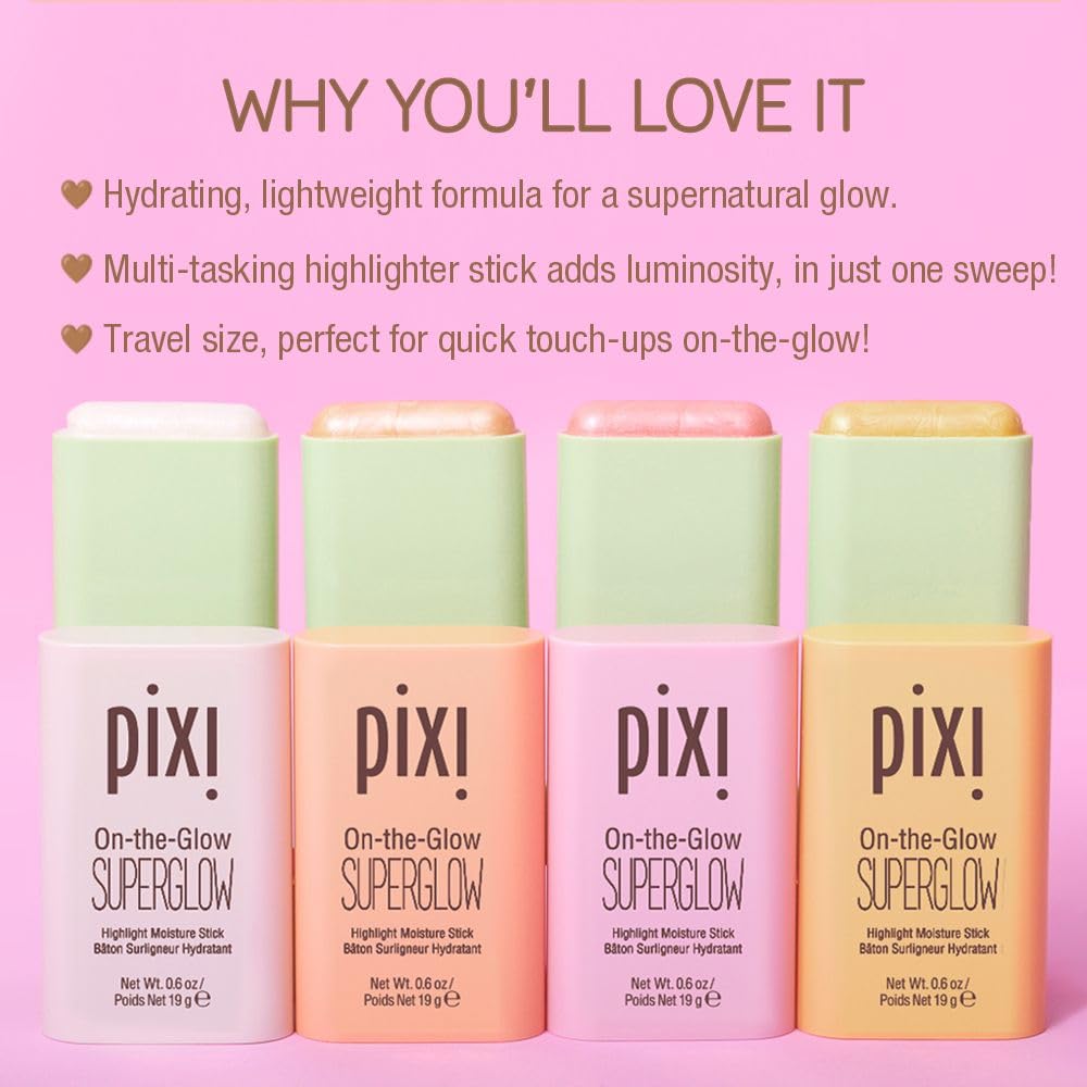Pixi On-the-Glow SuperGlow | Shade GildedGold | Hydrating Highlighter Stick with Ginseng, Aloe Vera & Fruit Extracts | For Cheeks & Brow Bones | 19g / 0.6oz | Paraben-Free Luminous Natural Highlight - Image 3