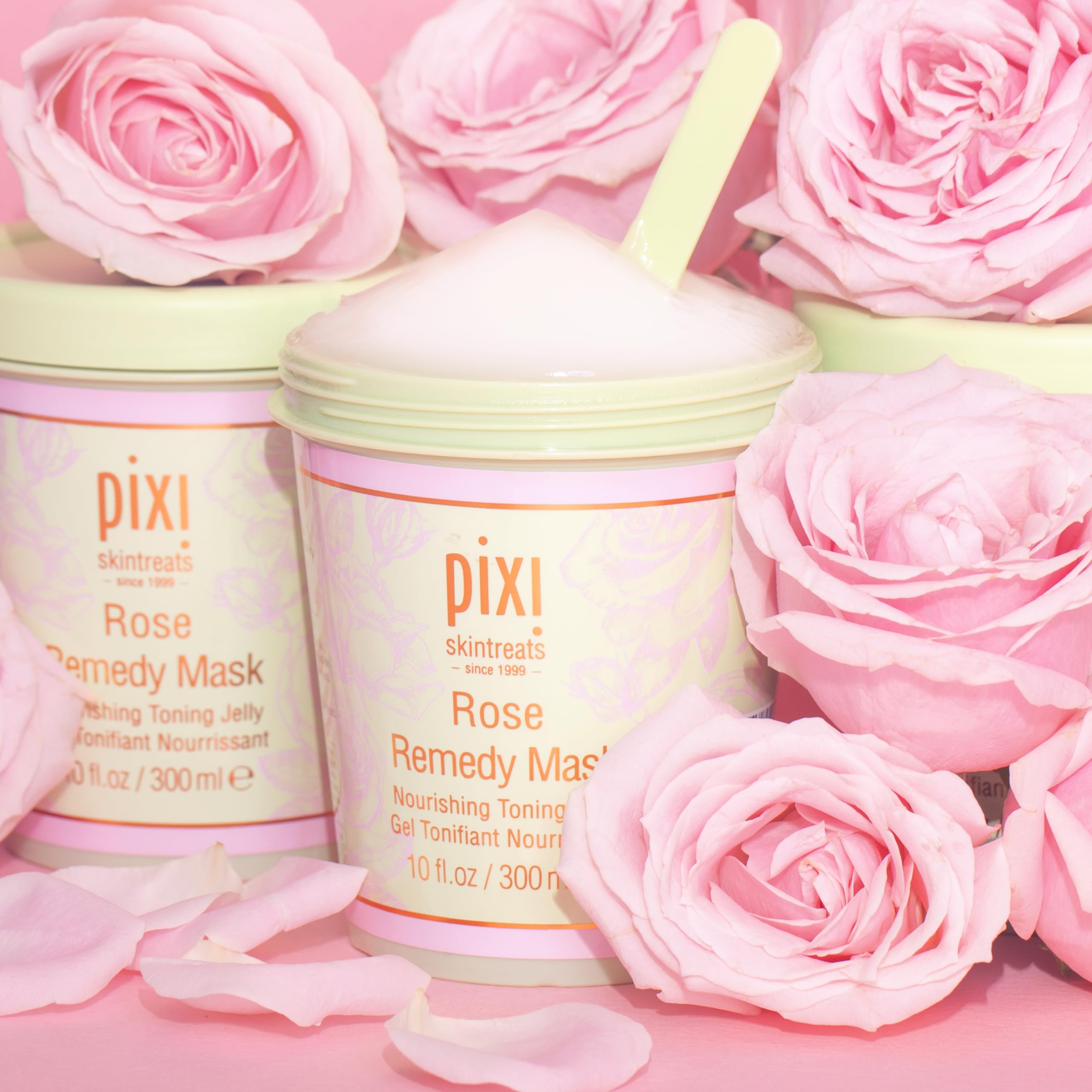 Pixi Rose Remedy Mask | Toning Jelly Face Mask with Rosehip Oil, Cica & Turmeric | Hydrates, Soothes & Restores Radiance | 10 fl oz/300 ml - Image 5