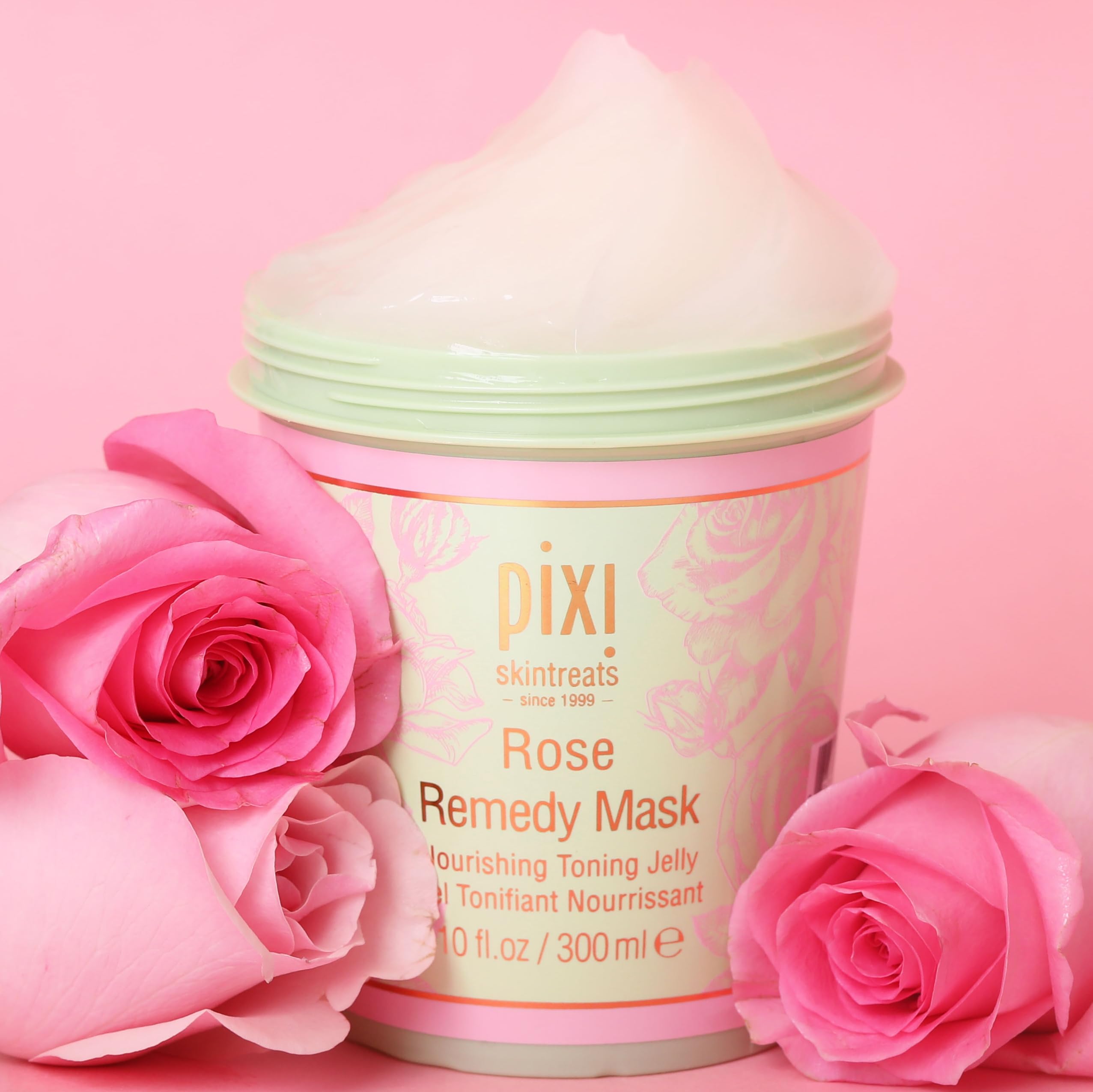 Pixi Rose Remedy Mask | Toning Jelly Face Mask with Rosehip Oil, Cica & Turmeric | Hydrates, Soothes & Restores Radiance | 10 fl oz/300 ml - Image 7