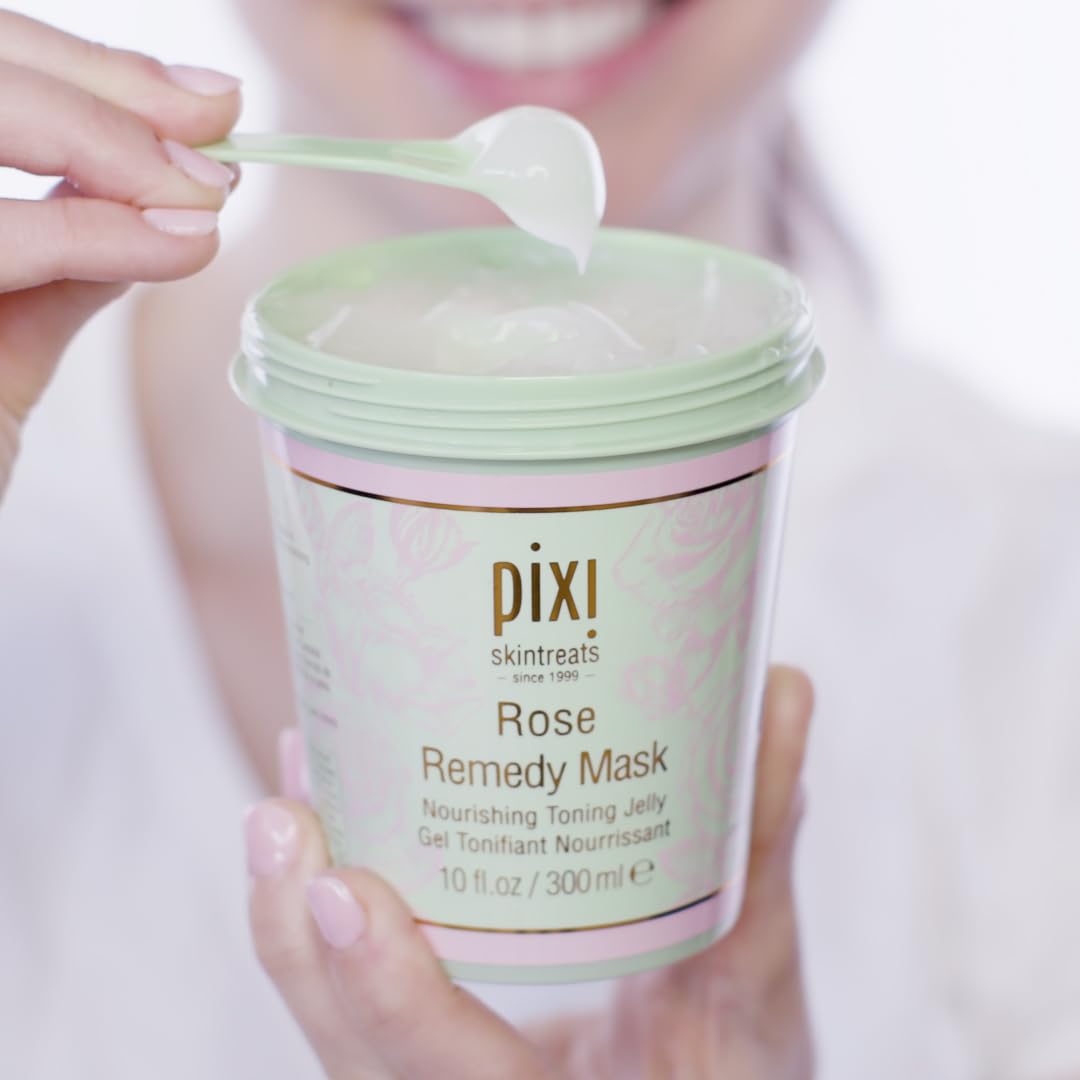 Pixi Rose Remedy Mask | Toning Jelly Face Mask with Rosehip Oil, Cica & Turmeric | Hydrates, Soothes & Restores Radiance | 10 fl oz/300 ml - Image 8