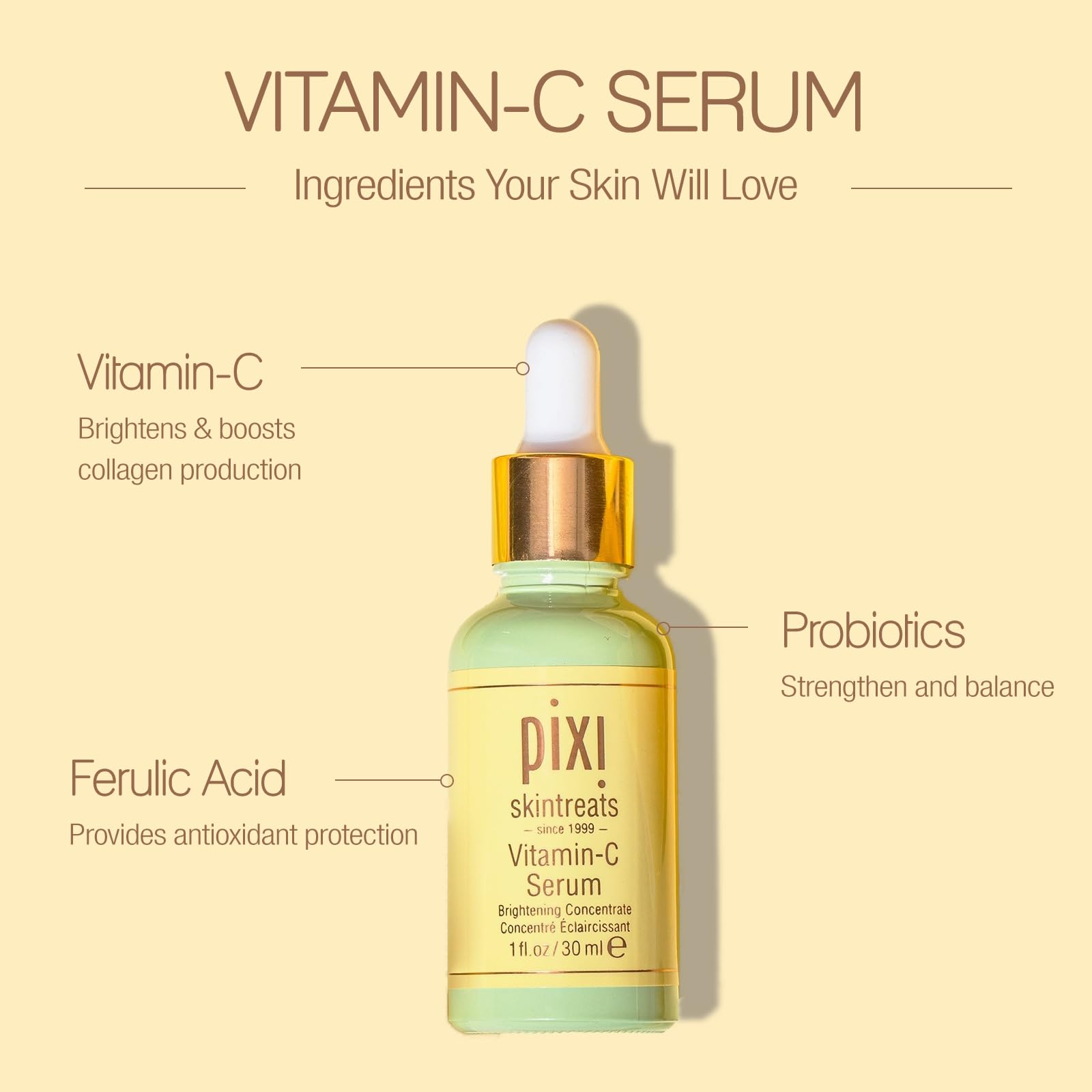 Pixi Vitamin-C Serum | Brightening Daily Vitamin-C Serum For Radiant Skin | Maintain A Youthful Complexion | 1.01 Fl Oz - Image 3