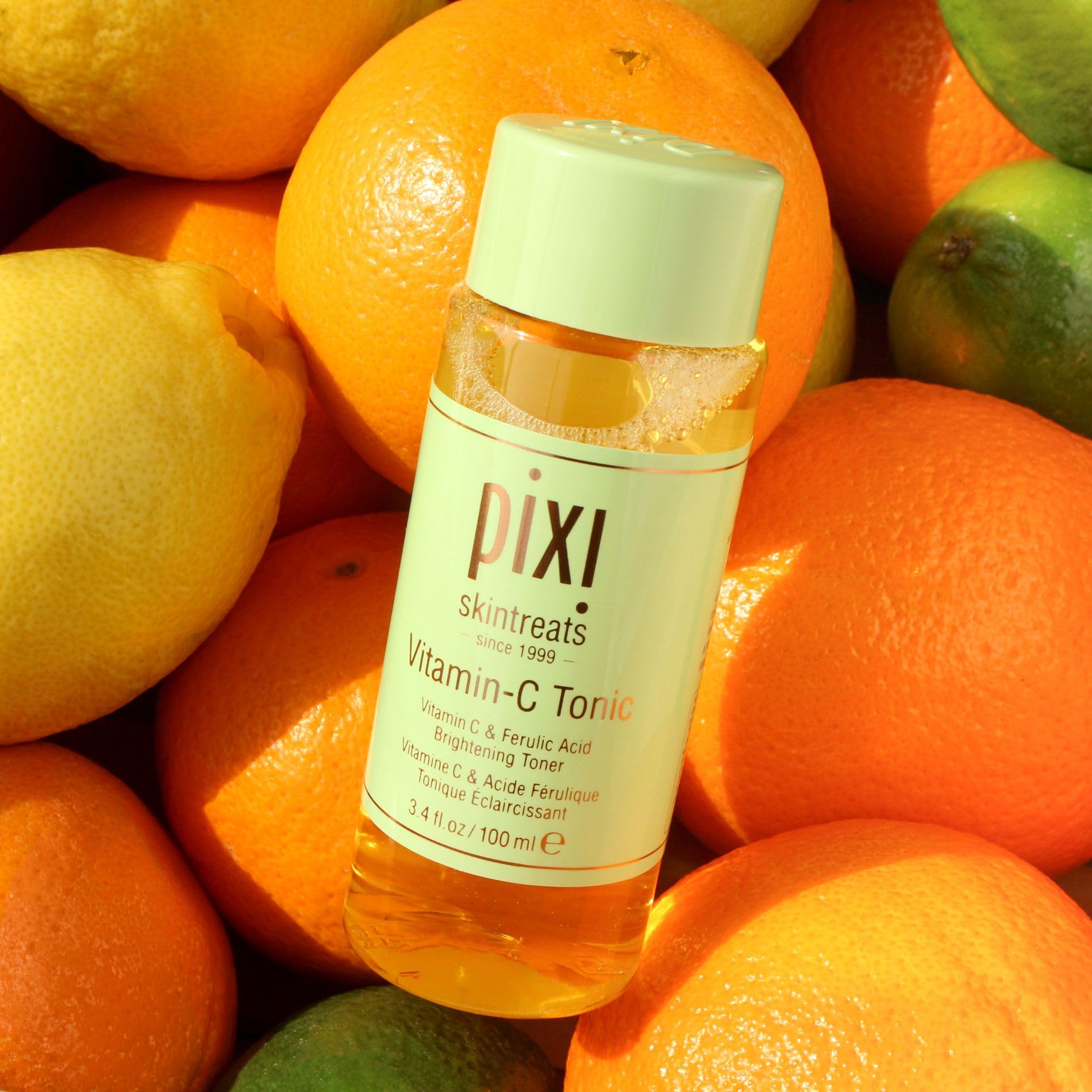 Pixi Vitamin-C Tonic,Brightening & Soothing Facial Toner, Boost Skin Luminosity, Infused with Vitamin-C & Ferulic Acid, Alcohol Free Daily Toner, 100ml / 3.4fl oz Travel Size Skin Care - Image 7