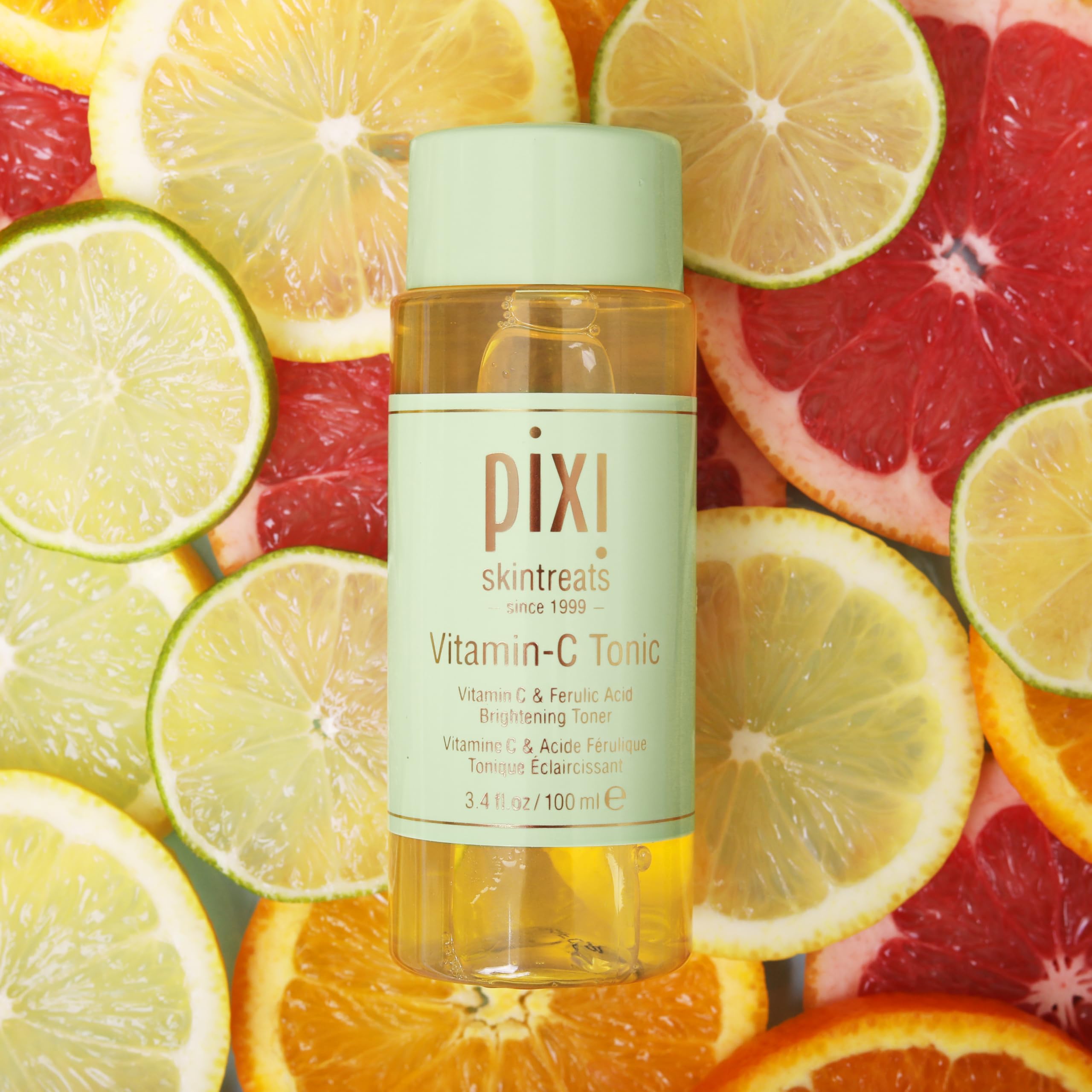 Pixi Vitamin-C Tonic,Brightening & Soothing Facial Toner, Boost Skin Luminosity, Infused with Vitamin-C & Ferulic Acid, Alcohol Free Daily Toner, 100ml / 3.4fl oz Travel Size Skin Care - Image 8